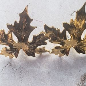 Large gold fall leaf earrings